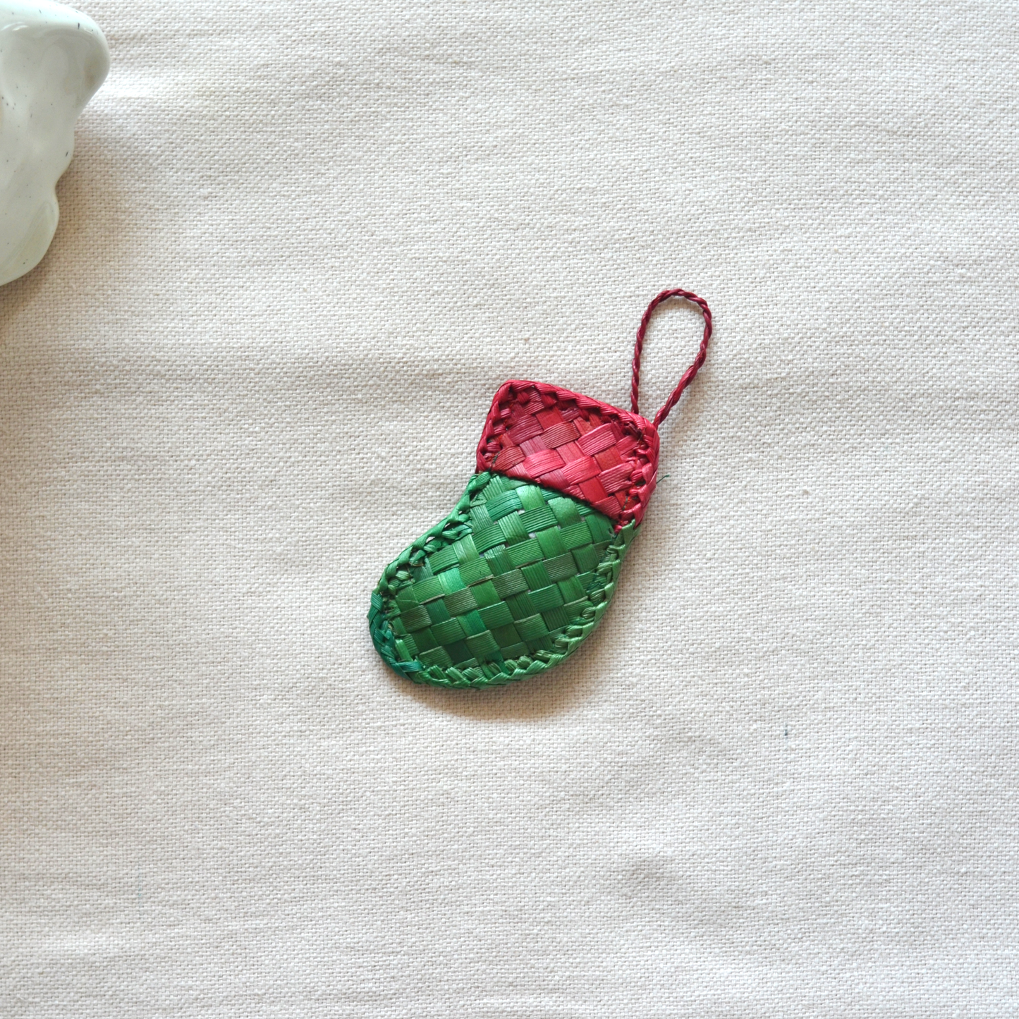 Mini Christmas Stocking Ornament – Green & Red