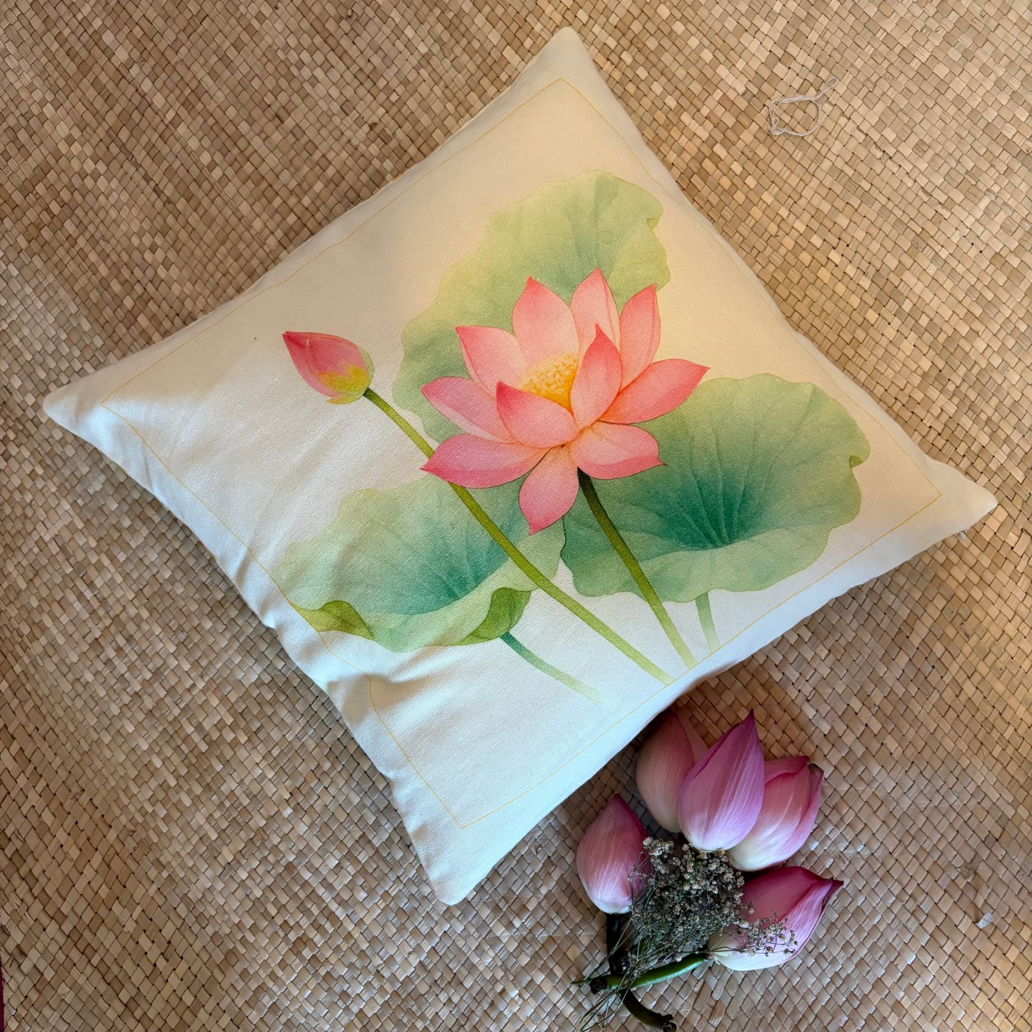 Lotus Whispers - Cotton cushion covers 16"x16"