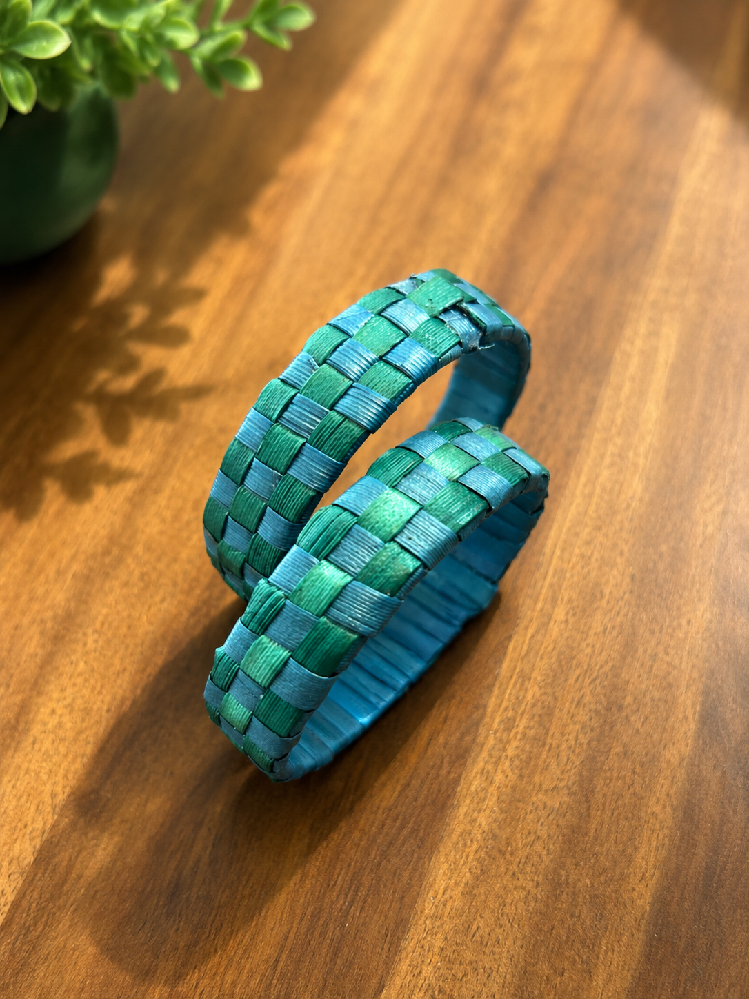 Thazhampoo bangle -teal and green size 2.10 Set of 2