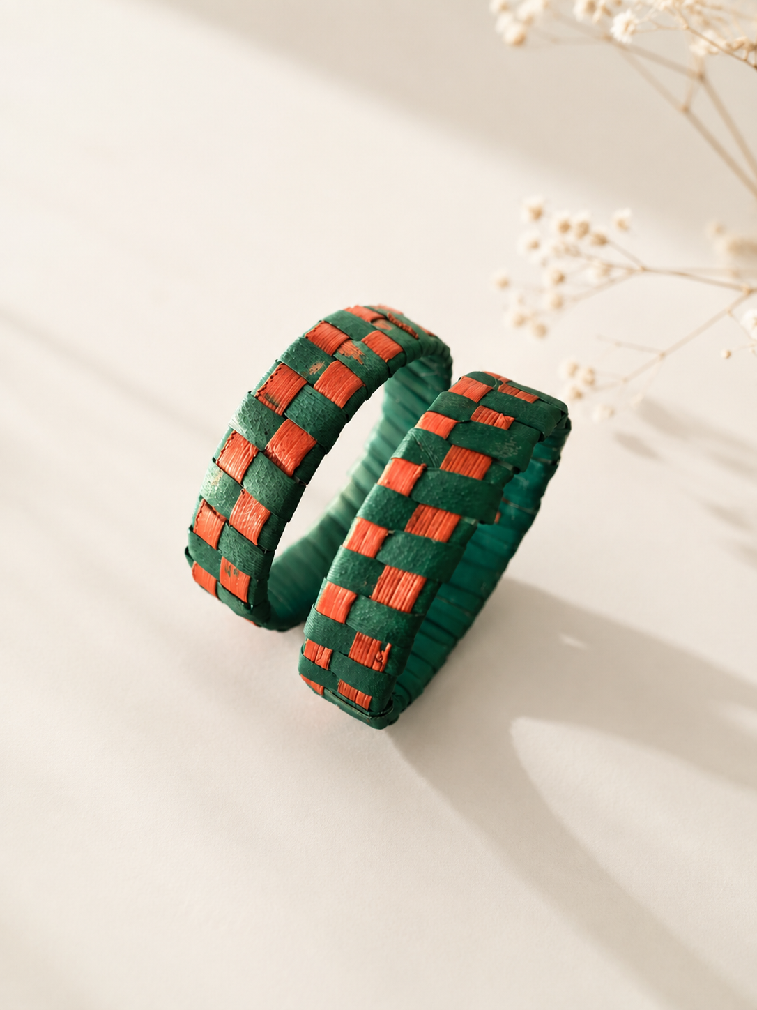 Thazhampoo bangle- Green and Rust size 2.6 set of 2