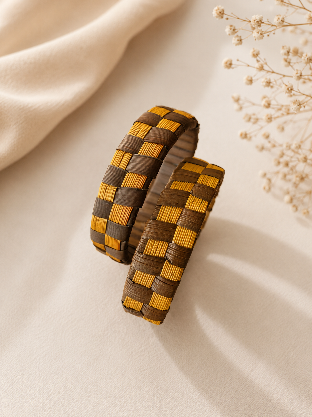 Thazhampoo bangle-Brown and  Yellow Ochre 2.6 set of 2