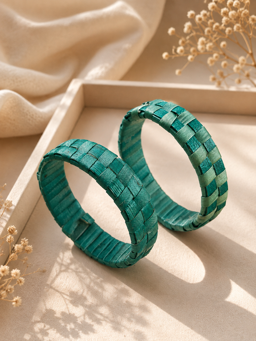 Thazhampoo bangle-Green Size 2.6 Set of 2