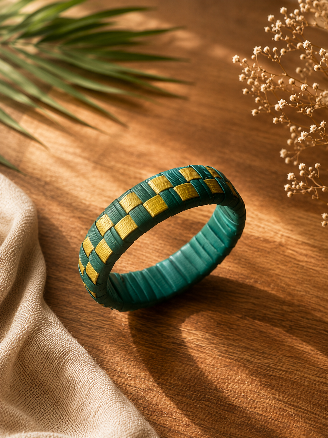 Thazhampoo bangle  -green and yellow  size 2.8 set of 1