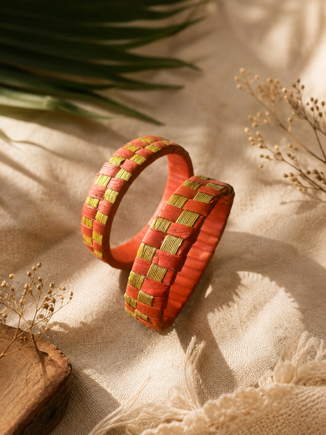 Thazhampoo bangle  -Rust  and Yellow size 2.8 set of 2