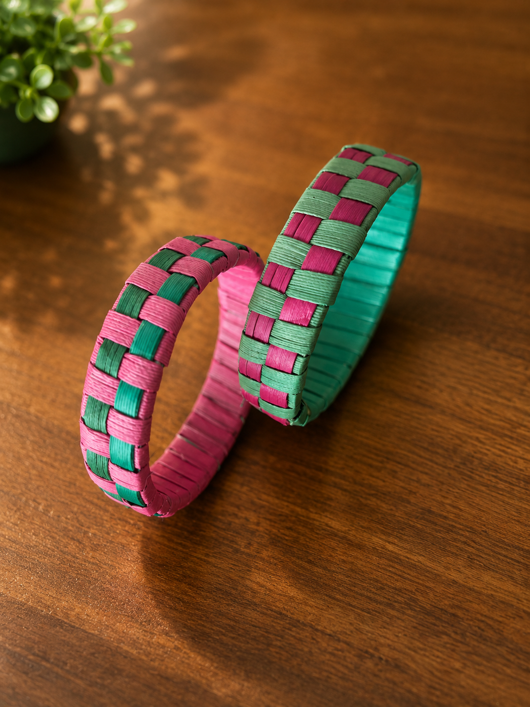 Thazhampoo bangle  -Pink and teal size 2.8 set of 2