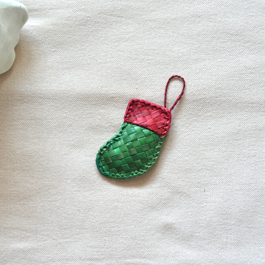 Mini Christmas Stocking Ornament – Green & Red