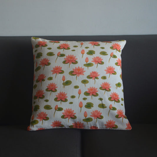 Lotus Pondscape - Cotton cushion covers 16"x16"